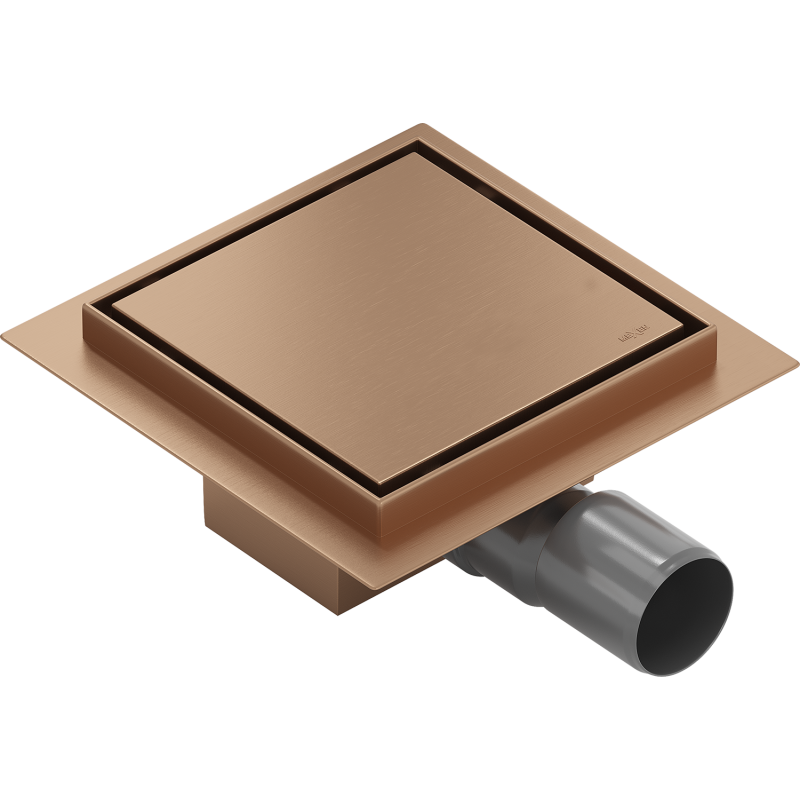 Mexen Flat-Q M13 négyszögletes padlólefolyó 12 x 12 cm, kefe minta réz - 1C10012