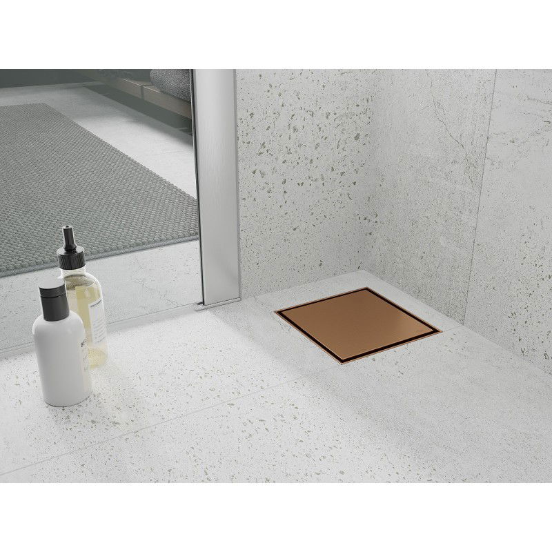 Mexen Flat-Q M13 rigolă de pardoseală pătrată 15 x 15 cm, cupru periat - 1C10015