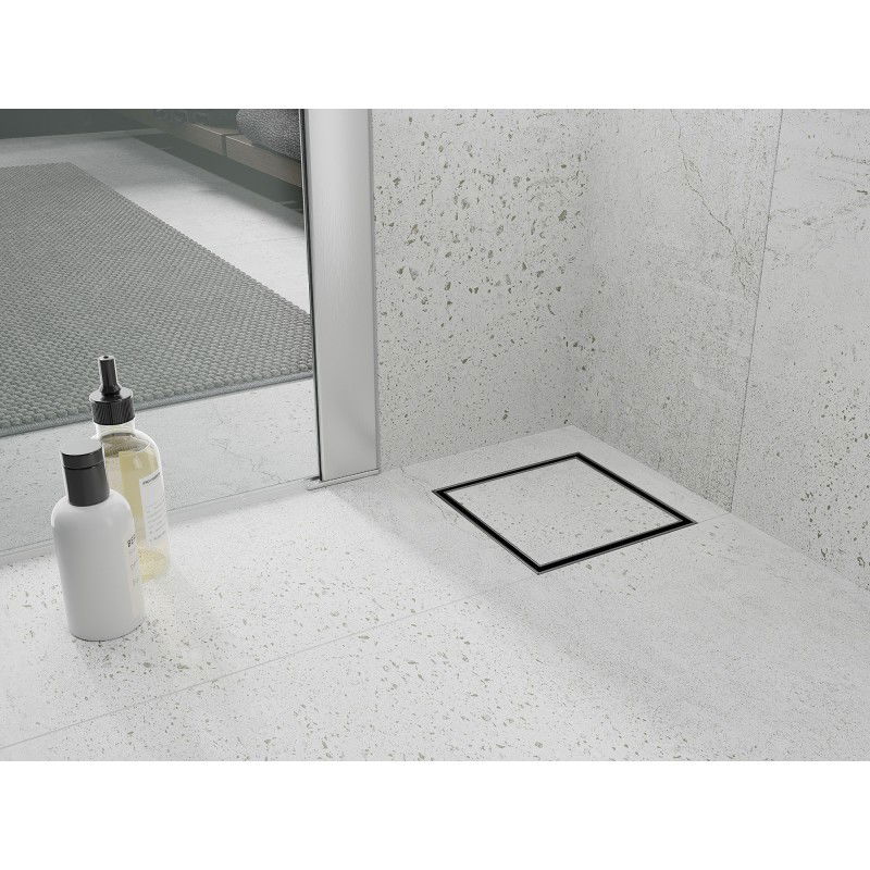 Mexen Flat-Q M13 încastrare pardoseală pătrată 12 x 12 cm, gri armă periat - 1E10012