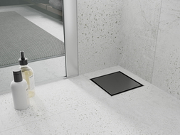 Mexen Flat-Q M13 padlóösszefolyó négyzet alakú 12 x 12 cm, gun gray kefélt - 1E10012