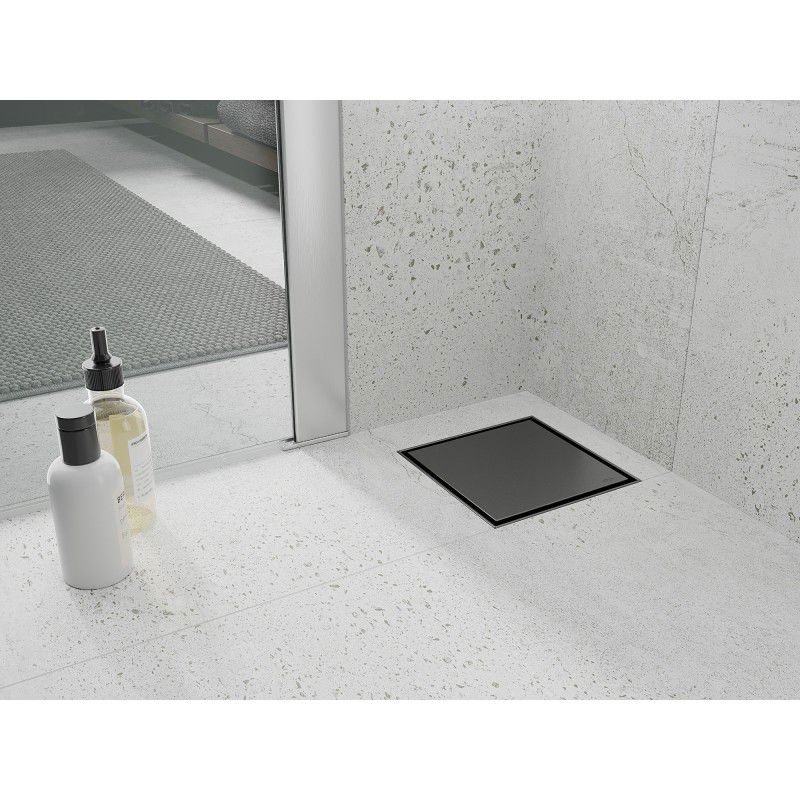 Mexen Flat-Q M13 scurgere de podea pătrată 15 x 15 cm, gri armă periat - 1E10015