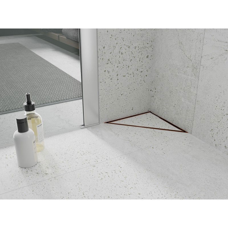 Mexen Flat-T M13 háromszög alakú padlóösszefolyó 20 x 20 cm, rózsaarany - 1610320