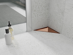 Mexen Flat-T M13 háromszög alakú padlóösszefolyó 20 x 20 cm, rózsaarany - 1610320