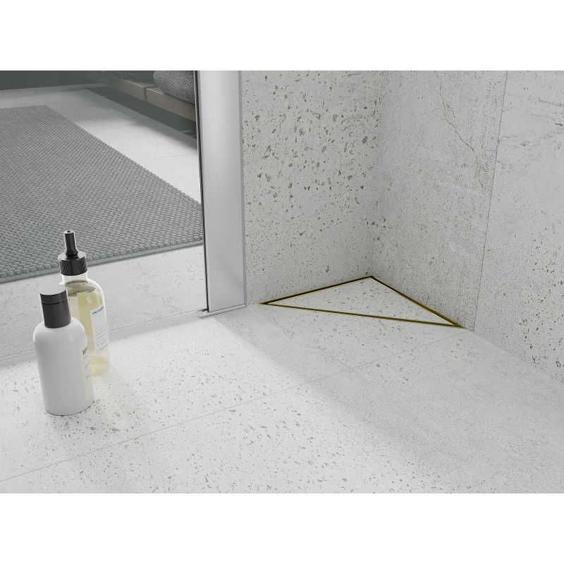 Mexen Flat-T M13 háromszögletű padlóösszefolyó 20 x 20 cm, arany szálcsiszolt - 1A10320