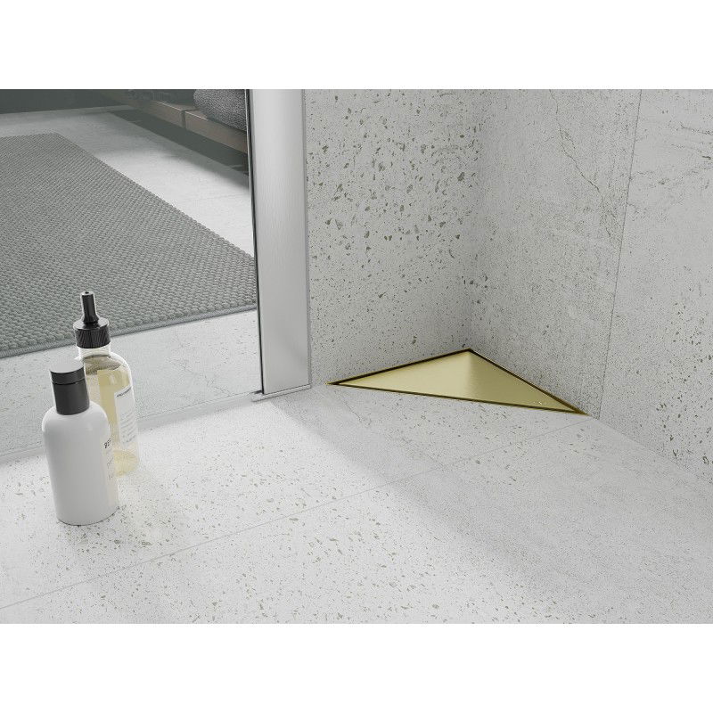 Mexen Flat-T M13 scurgere de podea triunghiulară 20 x 20 cm, auriu periat - 1A10320