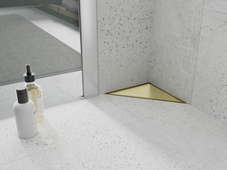 Mexen Flat-T M13 scurgere de podea triunghiulară 20 x 20 cm, auriu periat - 1A10320