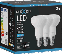 Mexen Nova 3x LED izzó E14, R50, 3W, Hideg - 6500K, 315 lm - L103-E14-0365-01x03
