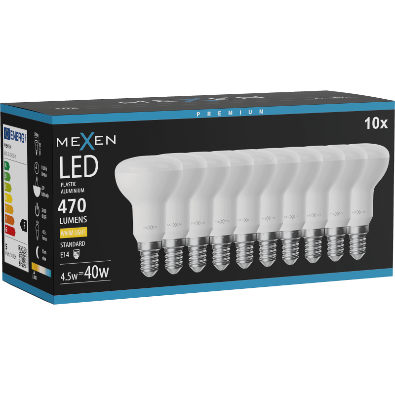 Mexen Nova 10x LED izzó E14, R50, 4,5W, Meleg - 3000K, 470 lm - L103-E14-0530-01x10
