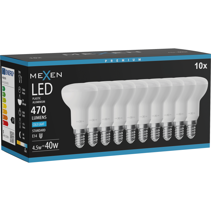 Mexen Nova 10x Bec LED E14, R50, 4,5W, Rece - 6500K, 470 lm - L103-E14-0565-01x10