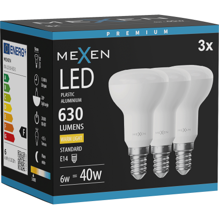 Mexen Nova 3x Bec LED E14, R50, 6W, Cald - 3000K, 630 lm - L103-E14-0630-01x03