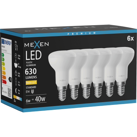 Mexen Nova 6x LED izzó E14, R50, 6W, Meleg - 3000K, 630 lm - L103-E14-0630-01x06