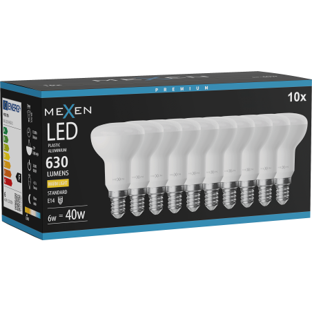 Mexen Nova 10x LED izzó E14, R50, 6W, Meleg - 3000K, 630 lm - L103-E14-0630-01x10
