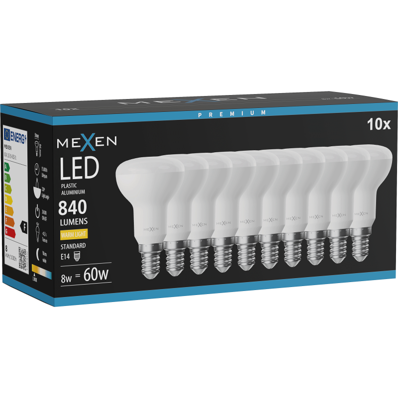 Mexen Nova 10x Bec LED E14, R50, 8W, Caldă - 3000K, 840 lm - L103-E14-0830-01x10