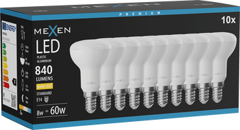 Mexen Nova 10x LED izzó E14, R50, 8W, Meleg - 3000K, 840 lm - L103-E14-0830-01x10