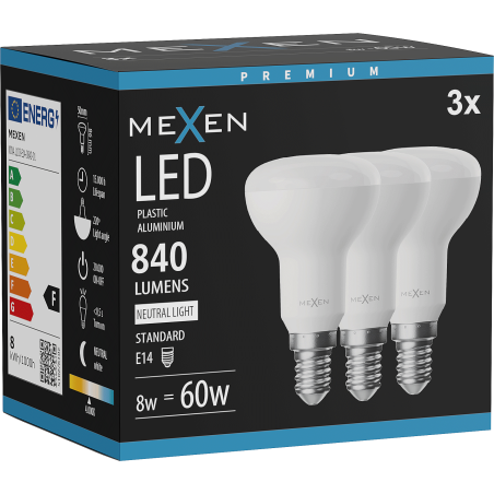 Mexen Nova 3x LED izzó E14, R50, 8W, Semleges - 4000K, 840 lm - L103-E14-0840-01x03