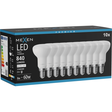 Mexen Nova 10x LED izzó E14, R50, 8W, Semleges - 4000K, 840 lm - L103-E14-0840-01x10