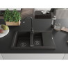 Mexen Gaspar 1,5 rekeszes, csepptálcás gránit mosogató 737 x 475 mm, fekete/arany metál, fekete szifonnal - 6507731505-75-B