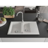 Mexen Gaspar chiuvetă granit 1,5-cupe cu picurător 737 x 475 mm, alb, sifon crom - 6507731505-20
