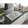 Mexen Gaspar chiuvetă granit 1,5-cupe cu picurător 737 x 475 mm, alb, sifon crom - 6507731505-20