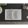 Mexen Gaspar chiuvetă granit 1,5-cupe cu picurător 737 x 475 mm, alb, sifon crom - 6507731505-20