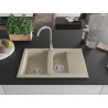 Mexen Gaspar chiuvetă de granit cu 1,5 compartimente și scurgător 737 x 475 mm, bej, sifon crom - 6507731505-69