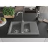 Mexen Gaspar chiuvetă din granit 1,5 compartimente cu picurător 737 x 475 mm, gri, sifon crom - 6507731505-71