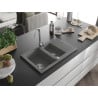 Mexen Gaspar chiuvetă din granit 1,5 compartimente cu picurător 737 x 475 mm, gri, sifon crom - 6507731505-71