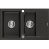 Mexen Gaspar chiuvetă din granit 1,5 camere cu scurgător 737 x 475 mm, negru/auriu metalic, sifon crom - 6507731505-75