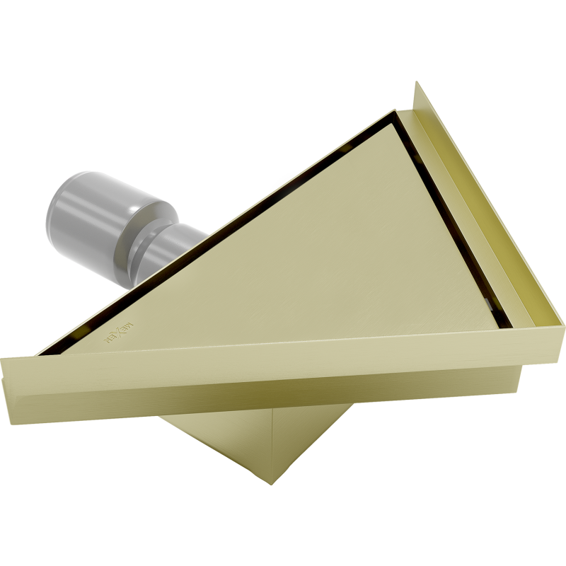 Mexen Flat-T M13 háromszögletű padlóösszefolyó 20 x 20 cm, arany szálcsiszolt - 1A10320