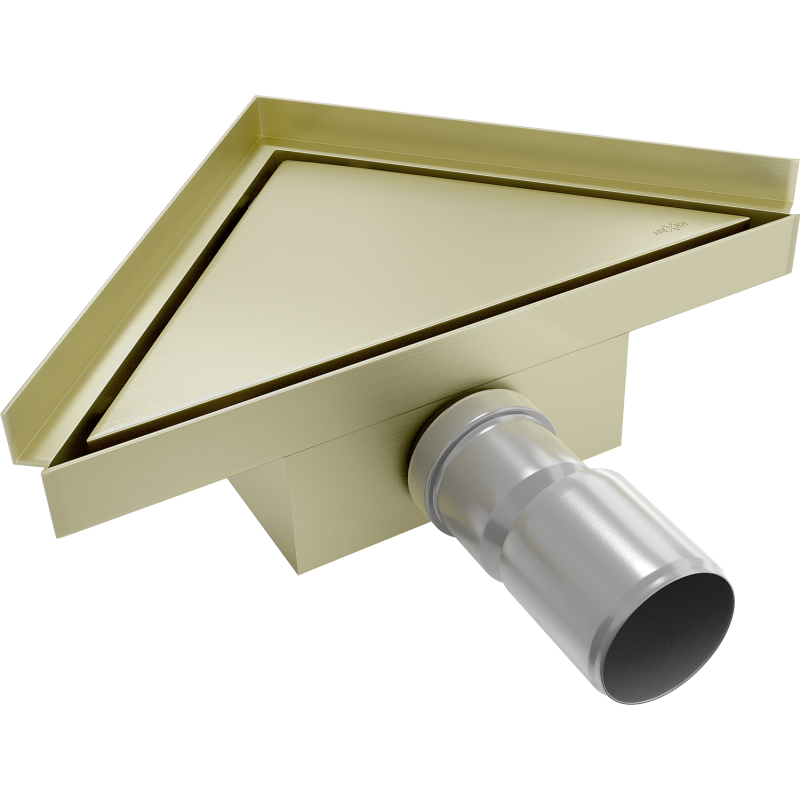 Mexen Flat-T M13 háromszögletű padlóösszefolyó 20 x 20 cm, arany szálcsiszolt - 1A10320
