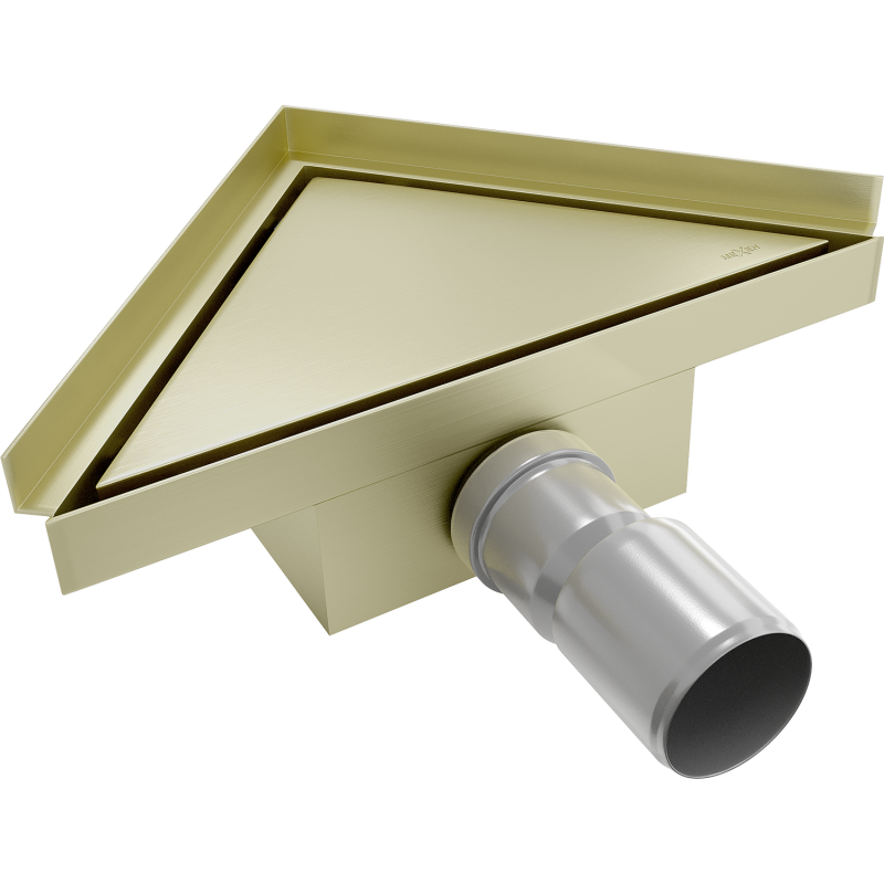 Mexen Flat-T M13 scurgere de podea triunghiulară 20 x 20 cm, auriu periat - 1A10320