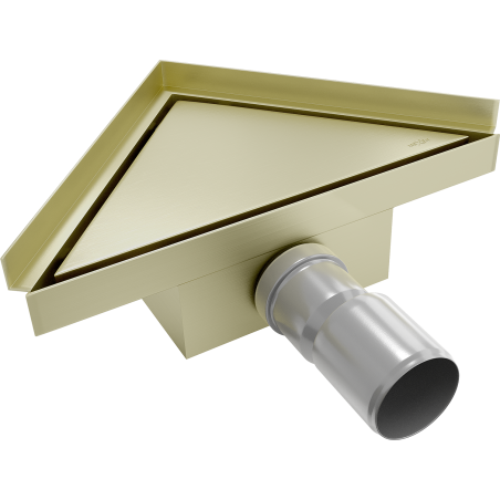 Mexen Flat-T M13 háromszögletű padlóösszefolyó 20 x 20 cm, arany szálcsiszolt - 1A10320