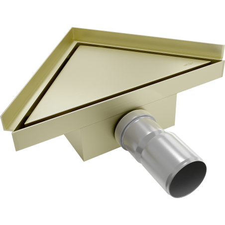 Mexen Flat-T M13 scurgere de podea triunghiulară 20 x 20 cm, auriu periat - 1A10320