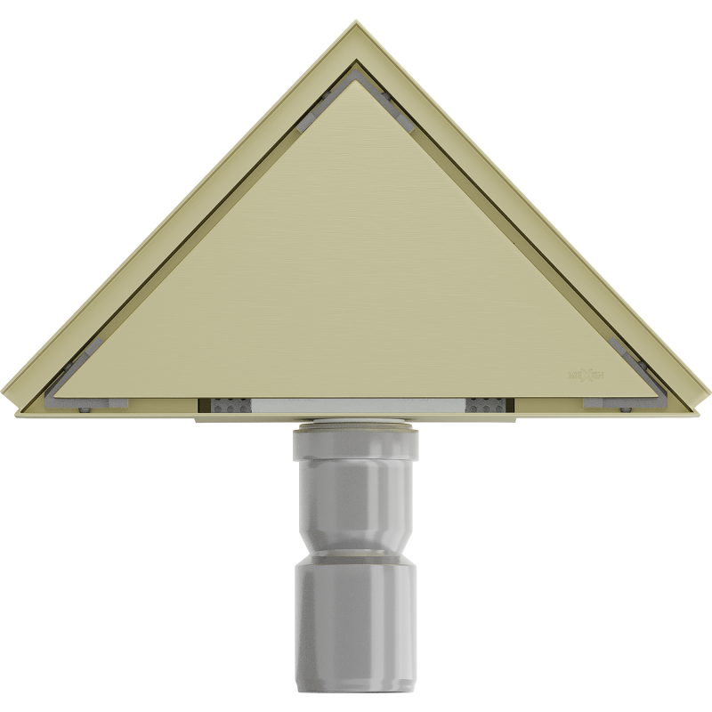 Mexen Flat-T M13 háromszögletű padlóösszefolyó 20 x 20 cm, arany szálcsiszolt - 1A10320