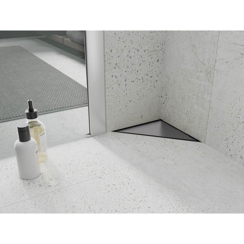 Mexen Flat-T M13 háromszögletű padlóösszefolyó 20 x 20 cm, sötétszürke kefélt - 1E10320