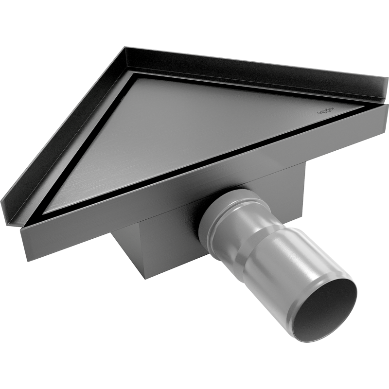 Mexen Flat-T M13 háromszögletű padlóösszefolyó 20 x 20 cm, sötétszürke kefélt - 1E10320