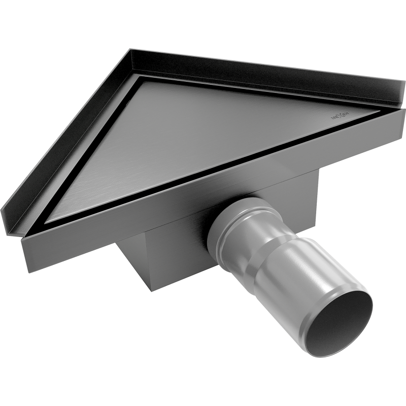 Mexen Flat-T M13 scurgere podea triunghiulară 20 x 20 cm, gri armat periat - 1E10320