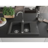 Mexen Gaspar 1,5 rekeszes mosogatókagyló csepegtetővel, 737 x 475 mm, fekete pöttyös, krómozott szifon - 6507731505-76