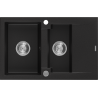 Mexen Gaspar chiuvetă din granit cu 1,5 compartimente și scurgător 737 x 475 mm, negru, sifon cromat - 6507731505-77