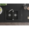 Chiuvetă granit Mexen Gaspar, 1,5 camere cu scurgător, 737 x 475 mm, negru, sifon crom - 6507731505-77