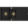 Mexen Andres chiuvetă din granit cu 1,5 camere cu scurgător 1000 x 500 mm negru, sifon auriu - 6515101510-77-G