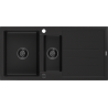 Mexen Andres chiuvetă de granit cu 1,5 compartimente și scurgător 1000 x 500 mm negru, sifon negru - 6515101510-77-B
