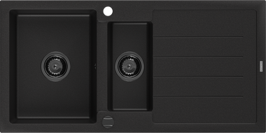 Mexen Andres chiuvetă de granit cu 1,5 compartimente și scurgător 1000 x 500 mm negru, sifon negru - 6515101510-77-B