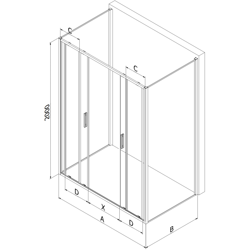Mexen Exo-3S cabina de duș cu 3 pereți glisanți 140 x 80 cm, transparentă, aurie - 8152-140-080-50-00-3S