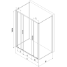 Mexen Exo-S Duo 3S cabina de duș cu 3 pereți glisanți 130 x 100 cm, transparentă, aurie - 8152-130-100-50-00-3S
