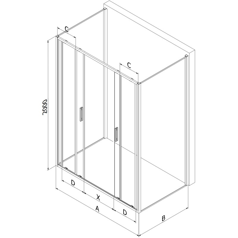 Mexen Exo-S Duo 3S cabina de duș cu 3 pereți culisanți 150 x 100 cm, transparentă, aurie - 8152-150-100-50-00-3S