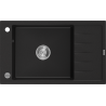 Mexen Elias chiuvetă de granit cu 1 cuvă și scurgător 795 x 480 mm, negru, sifon cromat - 6511791005-77