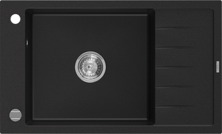 Mexen Elias 1-medencés gránit mosogató rövid edényszárítóval 795 x 480 mm, Fekete - 6511791005-77