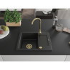 Mexen Enzo 1 rekeszes gránit mosogató csepegtetővel 576 x 465 mm, fekete, arany szifon - 6506571005-77-G