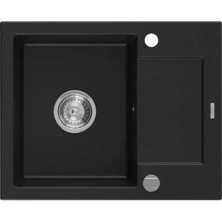 Mexen Enzo 1-medencés gránit mosogató rövid edényszárítóval 576 x 465 mm, Fekete - 6506571005-77